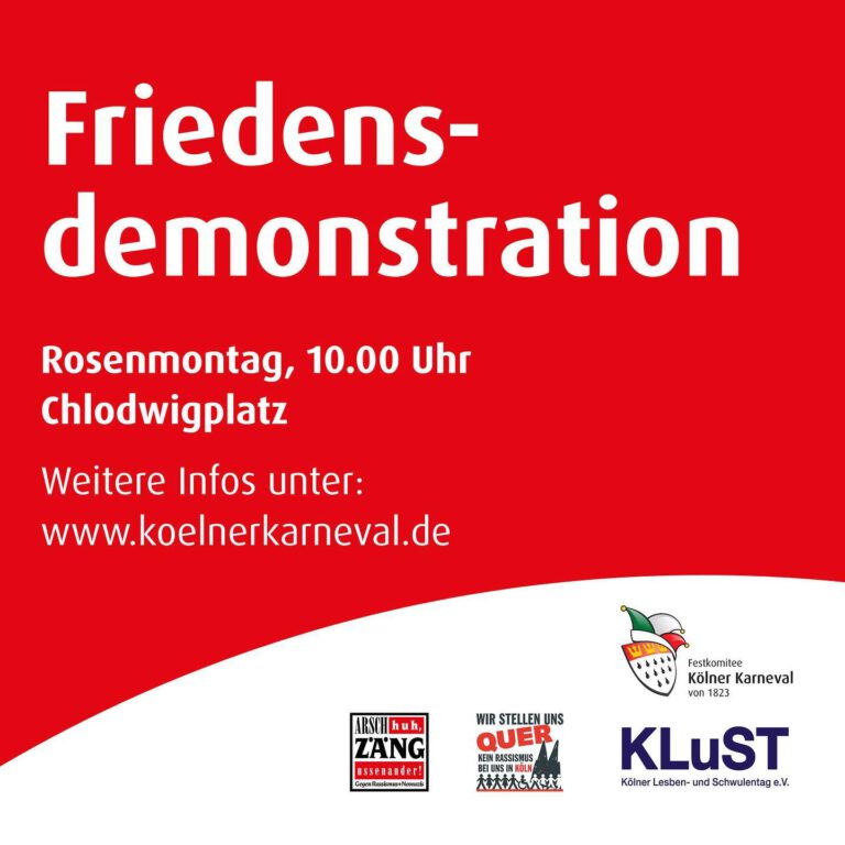 Rosenmontag: Friedensdemo ab 10 Uhr – Chlodwigplatz