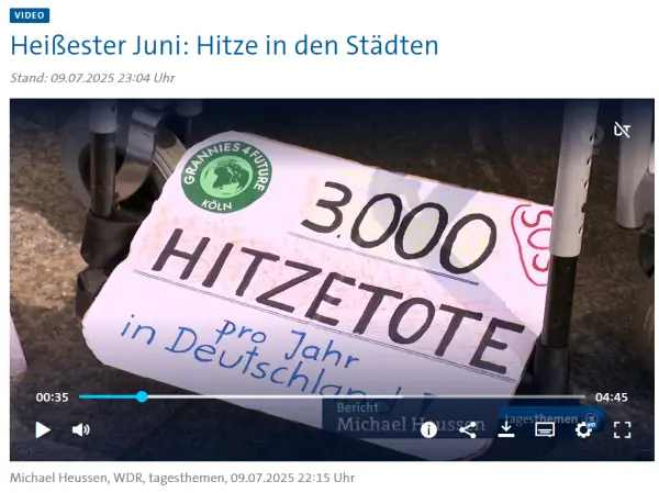 Mehr als 3.000 Hitzetote pro Jahr in Deutschland - Plakat der Grannies for Future